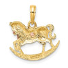 14k Two-tone Gold 2-D Rocking Horse w/Saddle Pendant