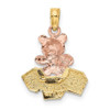 14k Two-tone Gold Teddy Bear w/ABC Blocks Pendant