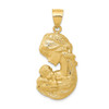 14k Yellow Gold Solid Satin Polished Mother Holding Child Pendant