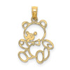 14k Yellow Gold Cut Out Teddy Bear Pendant K6439