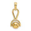 14k Yellow Gold 3-D Baby Rattle With Moveable Ball Pendant