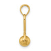 14k Yellow Gold 3-D Baby Rattle With Moveable Ball Pendant