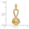 14k Yellow Gold 3-D Baby Rattle With Moveable Ball Pendant
