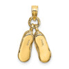 14k Yellow Gold 3-D Moveable Baby Booties Pendant