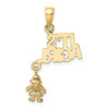 14k Yellow Gold Moveable IT'S A GIRL with Doll Pendant