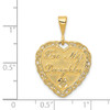 14k Yellow Gold Reversible FOR MY DAUGHTER Heart Pendant C1701