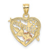 10k Yellow and Rose Gold with White Rhodium #1 GRANDMA In Heart Pendant