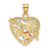 14k Yellow and Rose Gold with Rhodium #1 Grandma In Heart Pendant