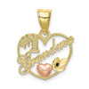 10k Yellow and Rose Gold #1 GRANDMA In Heart Frame Pendant