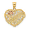 14k Two-tone Gold & Rhodium Grandma Heart Pendant K2679