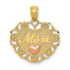 14k Yellow and Rose Gold Mom Heart Pendant