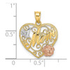 14k Yellow and Rose Gold with Rhodium #1 Mom Heart Pendant
