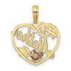 10k Yellow and Rose Gold Heart w/ #1 MOTHER Pendant