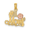 14k Yellow and Rose Gold #1 Mom Script w/ Flower Pendant