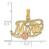 14k Two-tone Gold Mom Script w/Flower Pendant