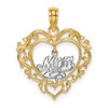 14k Gold With Rhodium-Plating Mom Inside Heart Pendant