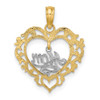 14k Gold With Rhodium-Plating Mom Inside Heart Pendant