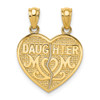 14k Yellow Gold Satin and Polished Daughter Mom Break Apart Heart Pendant