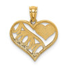 14k Yellow Gold Polished Mom and Heart In Heart Pendant