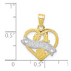 10k Yellow Gold With Rhodium-Plating #1 Wife Heart Pendant