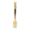 14k Yellow Gold w/Black Enamel 3-D Table Fork Pendant