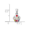 Sterling Silver Rhodium-plated Childs Enameled Cupcake Pendant