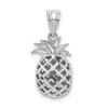 14k White Gold Polished and Diamond-cut 3D Pineapple Pendant