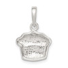 Sterling Silver Polished Enamel Cupcake Child Pendant