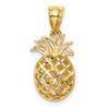 14k Yellow Gold Polished and Diamond-cut 3D Pineapple Pendant