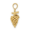 14k Yellow Gold 3-D Grapes w/ Stem and Leaf Pendant