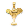 14k Yellow Gold 2-D Enameled Margarita Drink w/ Umbrella and Lime Pendant