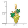 14k Yellow Gold w/ Enamel 2-D Grapes w/ Stem and Leaf Pendant K6903