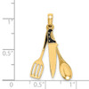 14k Yellow Gold 3-D Enamel Butcher Knife, Spoon and Spatula Moveable Pendant