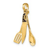 14k Yellow Gold 3-D Enamel Butcher Knife, Spoon and Spatula Moveable Pendant
