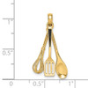 14k Yellow Gold 3-D Enamel Spatula, Wooden Spoon, Whisk Moveable Pendant