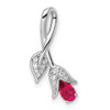 14k White Gold Ruby and Diamond Floral Chain Slide