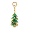 14k Yellow Gold 3D Enameled Christmas Tree Pendant YC935