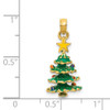 14k Yellow Gold 3D Enameled Christmas Tree Pendant YC935