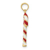 10k Yellow Gold 3-D Enameled Candy Cane Pendant
