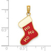 14k Yellow Gold 2-D Enamel Ho Ho Ho Christmas Stocking Pendant