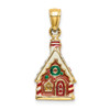 14k Yellow Gold 3-D Enamel Gingerbread House Pendant