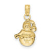 10k Yellow Gold With Rhodium-Plating Snowman Pendant