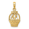 14k Yellow Gold Enameled Easter Basket w/ Bunny, Bow and Eggs Pendant