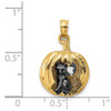 14k Gold and Rhodium 3-D Jack-O-Lantern w/Enameled Black Cat and Moon Pendant