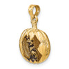 14k Gold and Rhodium 3-D Jack-O-Lantern w/Enameled Black Cat and Moon Pendant