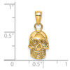 14k Yellow Gold 3-D Skull Pendant