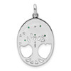 Sterling Silver Rhodium-plated Green Glass Buds Oval Tree Pendant