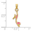 14k Yellow Gold 3-D Pink Enamel Open Toe High Heel Pendant