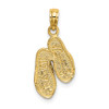 14k Yellow Gold And Rhodium 3-D Hawaii Double Flip-Flop Pendant