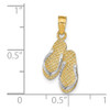 14k Yellow Gold And Rhodium 3-D Hawaii Double Flip-Flop Pendant